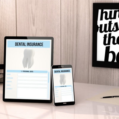 Dental insurance information on tablet and smartphone